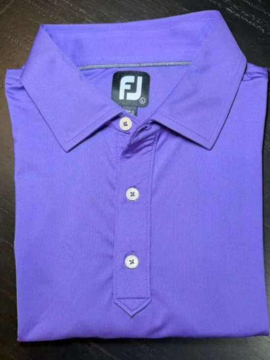 FootJoy FJ ⛳ Polo Shirt Mens Large Purple Golf Performance Stretch Short Sleeve - Picture 11 of 12